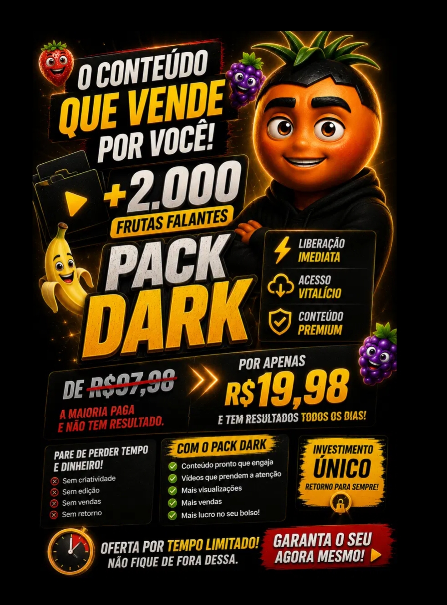 PACK DARK — mais de 2.000 vídeos de frutas falantes